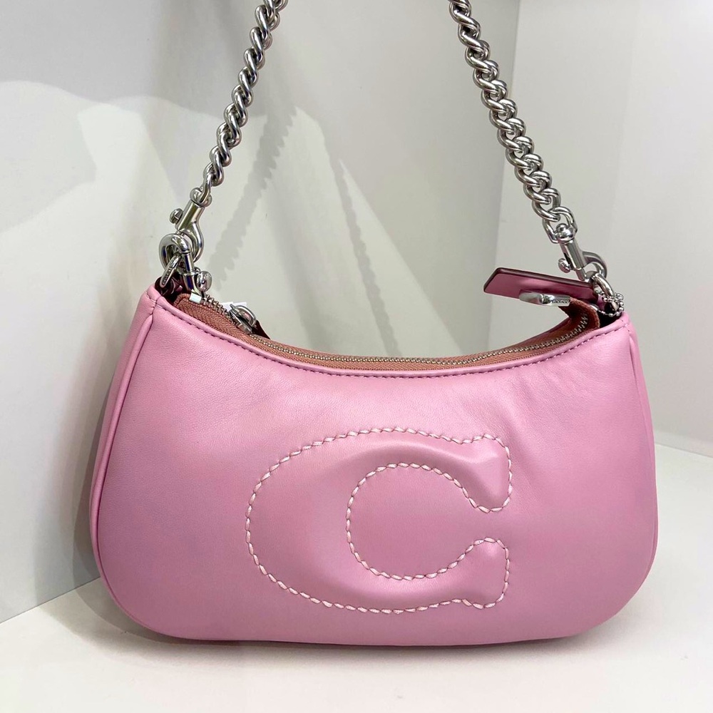 Coach Silver/Tulip Teri Shoulder Bag With Signature Quilting # CJ608